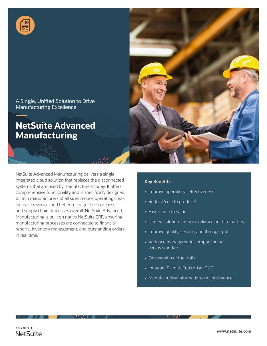 Advanced Manufacturing datasheet cover