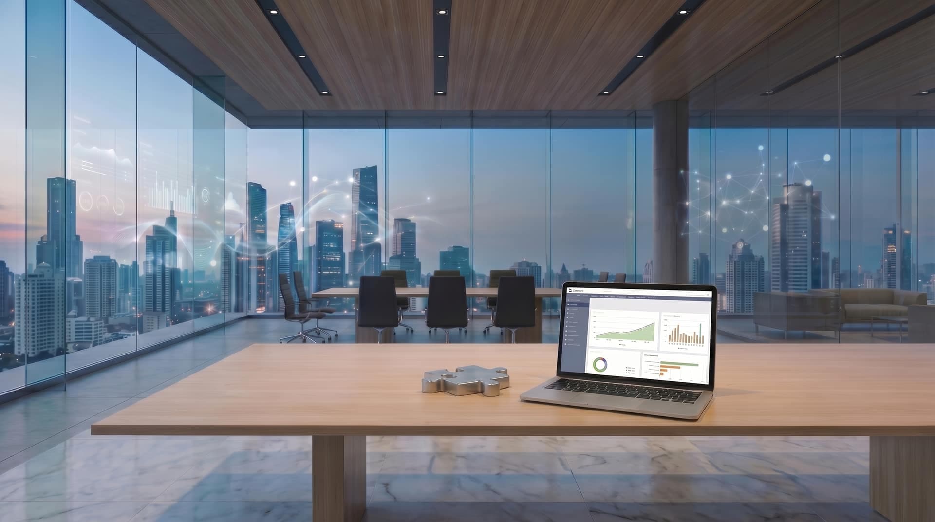 A finance and operations team reviewing live NetSuite dashboards together.